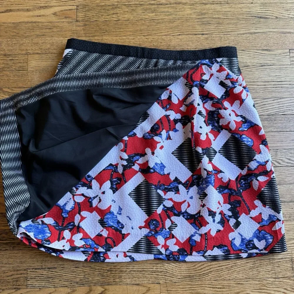 Peter Pilotto Target Mini Skirt Womens 10 Floral Jacquard Faux Wrap Preppy Artsy